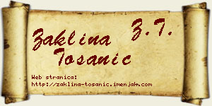 Žaklina Tošanić vizit kartica